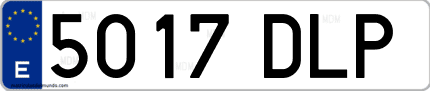 Ejemplo de matrícula de coche ordinaria 5017 DLP