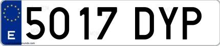 Ejemplo de matrícula de coche ordinaria 5017 DYP