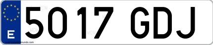 Ejemplo de matrícula española 5017 GDJ