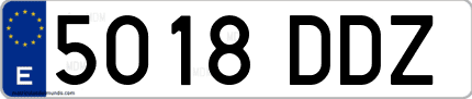 Ejemplo de matrícula de coche ordinaria 5018 DDZ