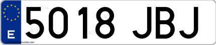 Ejemplo de matrícula de coche ordinaria 5018 JBJ