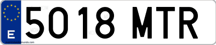 Ejemplo de matrícula de coche ordinaria 5018 MTR