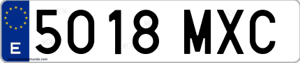 Ejemplo de matrícula de coche ordinaria 5018 MXC