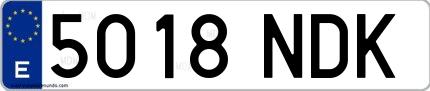 Ejemplo de matrícula española 5018 NDK