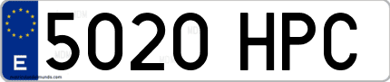 Ejemplo de matrícula de coche ordinaria 5020 HPC