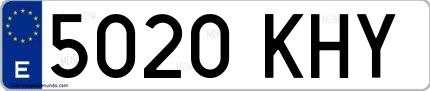 Ejemplo de matrícula española 5020 KHY