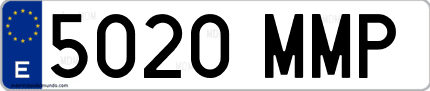 Ejemplo de matrícula de coche ordinaria 5020 MMP