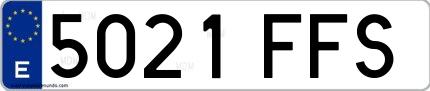 Ejemplo de matrícula española 5021 FFS