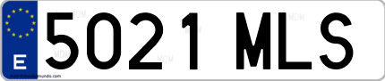 Ejemplo de matrícula de coche ordinaria 5021 MLS