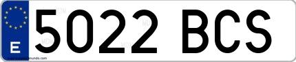 Ejemplo de matrícula española 5022 BCS