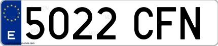 Ejemplo de matrícula española 5022 CFN