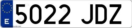 Ejemplo de matrícula española 5022 JDZ