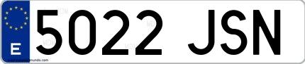 Ejemplo de matrícula española 5022 JSN