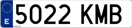 Ejemplo de matrícula española 5022 KMB