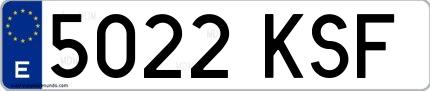 Ejemplo de matrícula española 5022 KSF