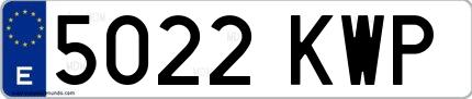 Ejemplo de matrícula española 5022 KWP