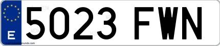 Ejemplo de matrícula española 5023 FWN