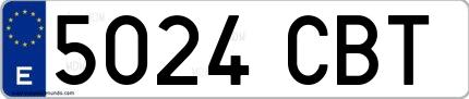 Ejemplo de matrícula española 5024 CBT