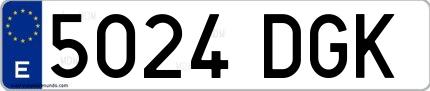Ejemplo de matrícula española 5024 DGK