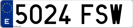 Ejemplo de matrícula de coche ordinaria 5024 FSW