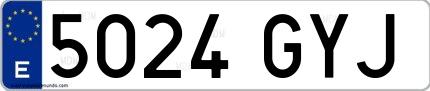 Ejemplo de matrícula española 5024 GYJ