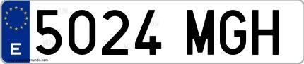 Ejemplo de matrícula española 5024 MGH