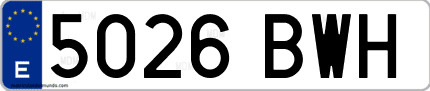 Ejemplo de matrícula de coche ordinaria 5026 BWH