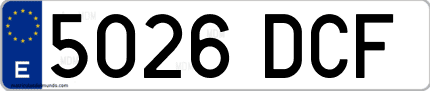 Ejemplo de matrícula de coche ordinaria 5026 DCF