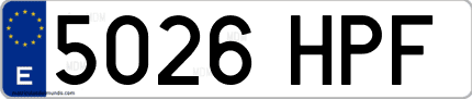 Ejemplo de matrícula de coche ordinaria 5026 HPF