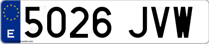 Ejemplo de matrícula de coche ordinaria 5026 JVW