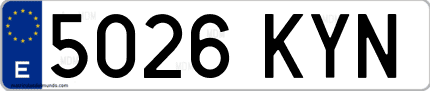 Ejemplo de matrícula de coche ordinaria 5026 KYN
