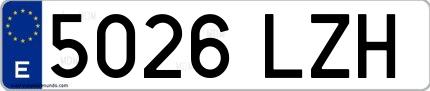 Ejemplo de matrícula española 5026 LZH