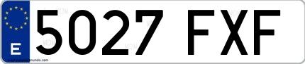 Ejemplo de matrícula de coche ordinaria 5027 FXF