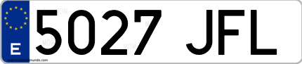 Ejemplo de matrícula de coche ordinaria 5027 JFL