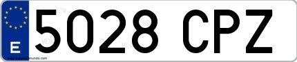 Ejemplo de matrícula española 5028 CPZ