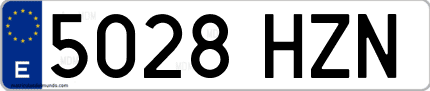 Ejemplo de matrícula de coche ordinaria 5028 HZN