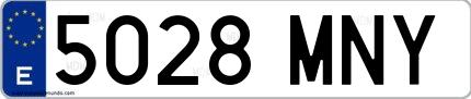 Ejemplo de matrícula española 5028 MNY
