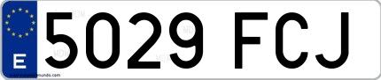 Ejemplo de matrícula española 5029 FCJ