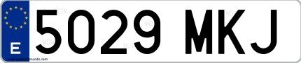 Ejemplo de matrícula española 5029 MKJ