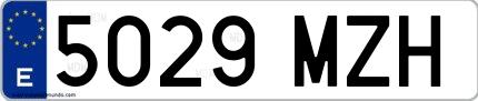 Ejemplo de matrícula española 5029 MZH