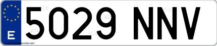 Ejemplo de matrícula española 5029 NNV
