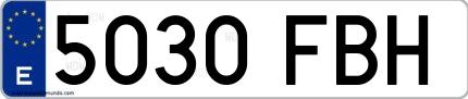 Ejemplo de matrícula española 5030 FBH