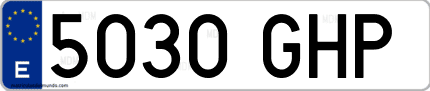 Ejemplo de matrícula de coche ordinaria 5030 GHP