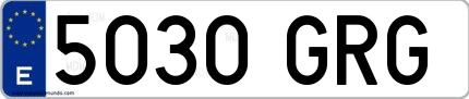 Ejemplo de matrícula española 5030 GRG