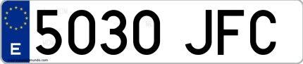 Ejemplo de matrícula española 5030 JFC
