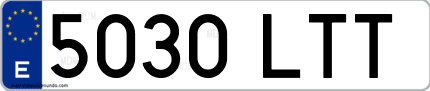Ejemplo de matrícula de coche ordinaria 5030 LTT