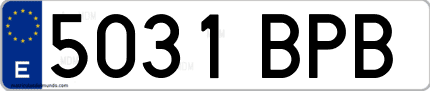 Ejemplo de matrícula de coche ordinaria 5031 BPB