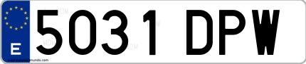 Ejemplo de matrícula española 5031 DPW
