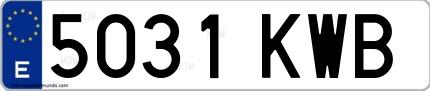 Ejemplo de matrícula española 5031 KWB