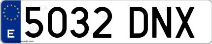 Ejemplo de matrícula española 5032 DNX